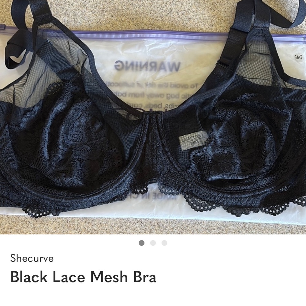Shecurve Midnight Black Lace Mesh Bra